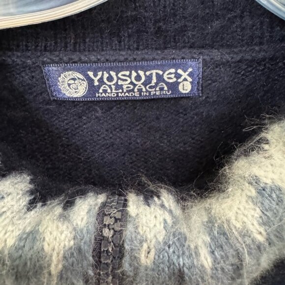 YUSUTEX Peru Alpaca Wool Artisan Cardigan Sweater Zip Jacket Soft Cozy Unisex L - Picture 8 of 16